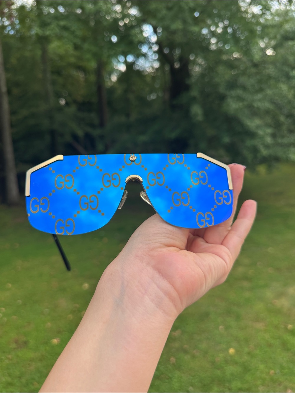 GUCCI GG0291S 006 Blue Gold Sunglasses